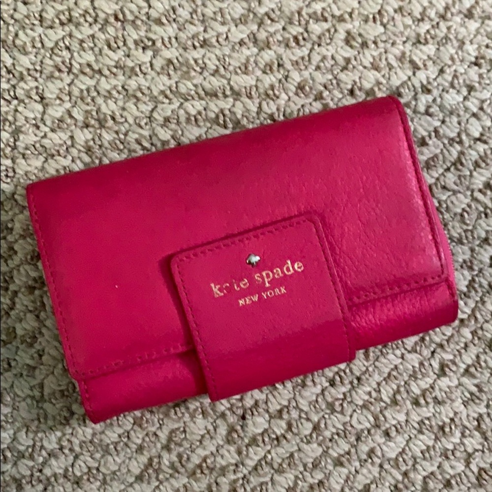 Kate spade hot pink leather wallet